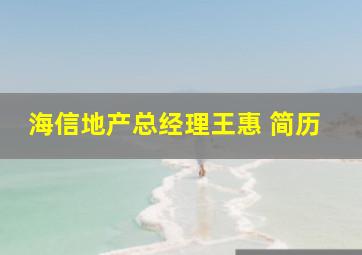 海信地产总经理王惠 简历